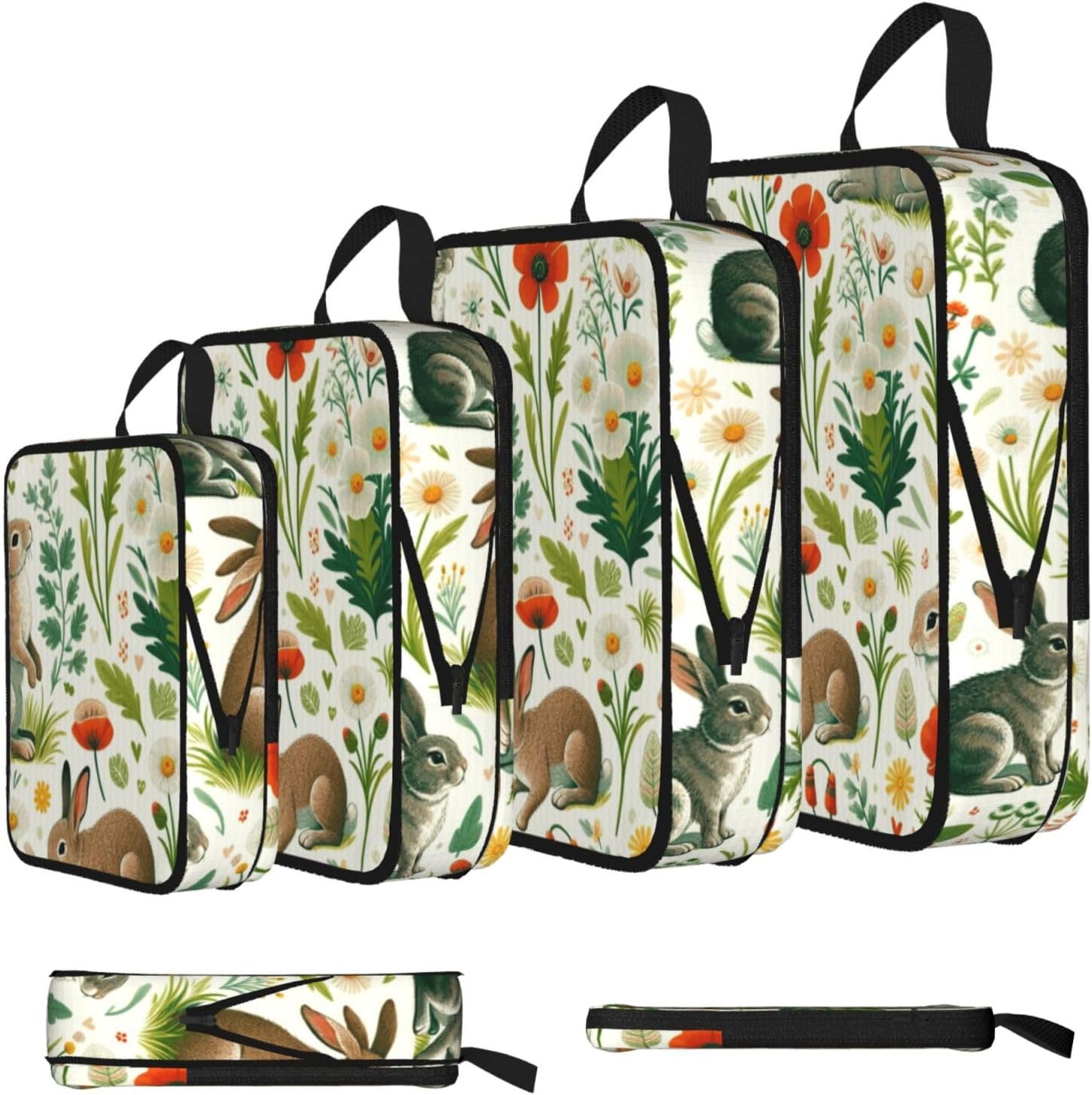 4 Set Cute-Rabbit-Watercolor Compression Packing Cubes