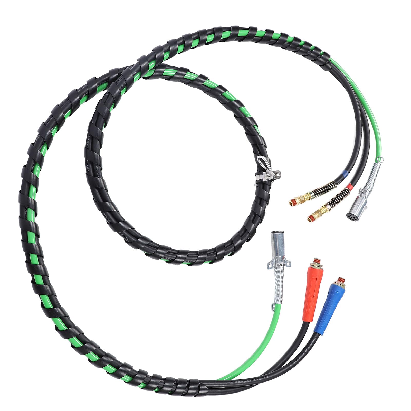 CHICIRIS Kit de Manguera de Línea de Aire de 15 Pies, Conector de 7 Vías, Líneas de Goma Premium para Integración de Semirremolques y Tractores