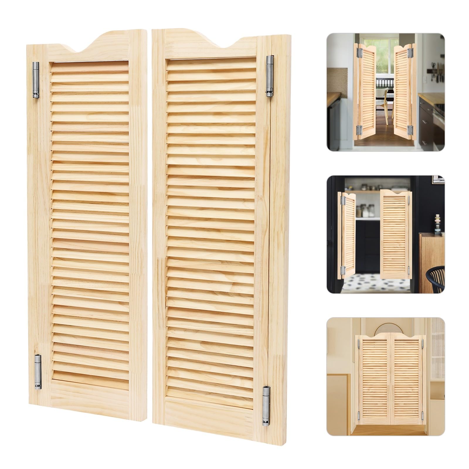 Puerta abatible de madera de pino – Doble puerta interior – Estilo casa de campo – Montaje en pared (madera, 107 x 76 cm)