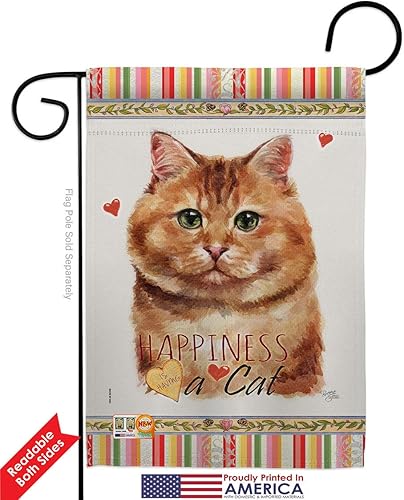 Miniatura 4 de Breeze Decor Juego de banderas de calicó para casa de jardín, diseño de gato y gatito maullido, piel de pata estropeada, mascota, naturaleza,