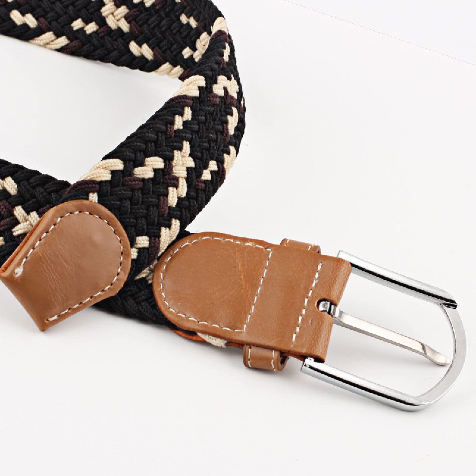 Ceinture Élastique Tressée Pour Homme | Sans Trou, Réglable | Boucle Métal | Confortable Pour Jeans, Chinos