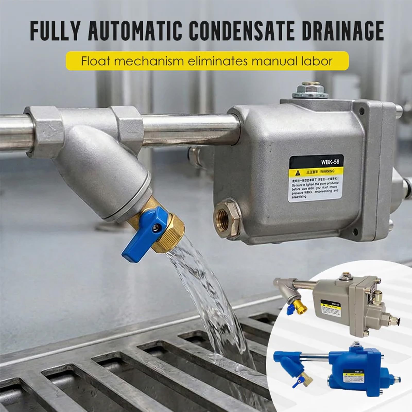 Válvulas De Drenaje Automático De 1,6 MPa Con Cero Pérdidas De Aire, Drenaje De Condensado Totalmente Automático (1/2") Con Prefiltro, Para Tanque De Aire Del Compresor, Drenaje Rápido(Gray)