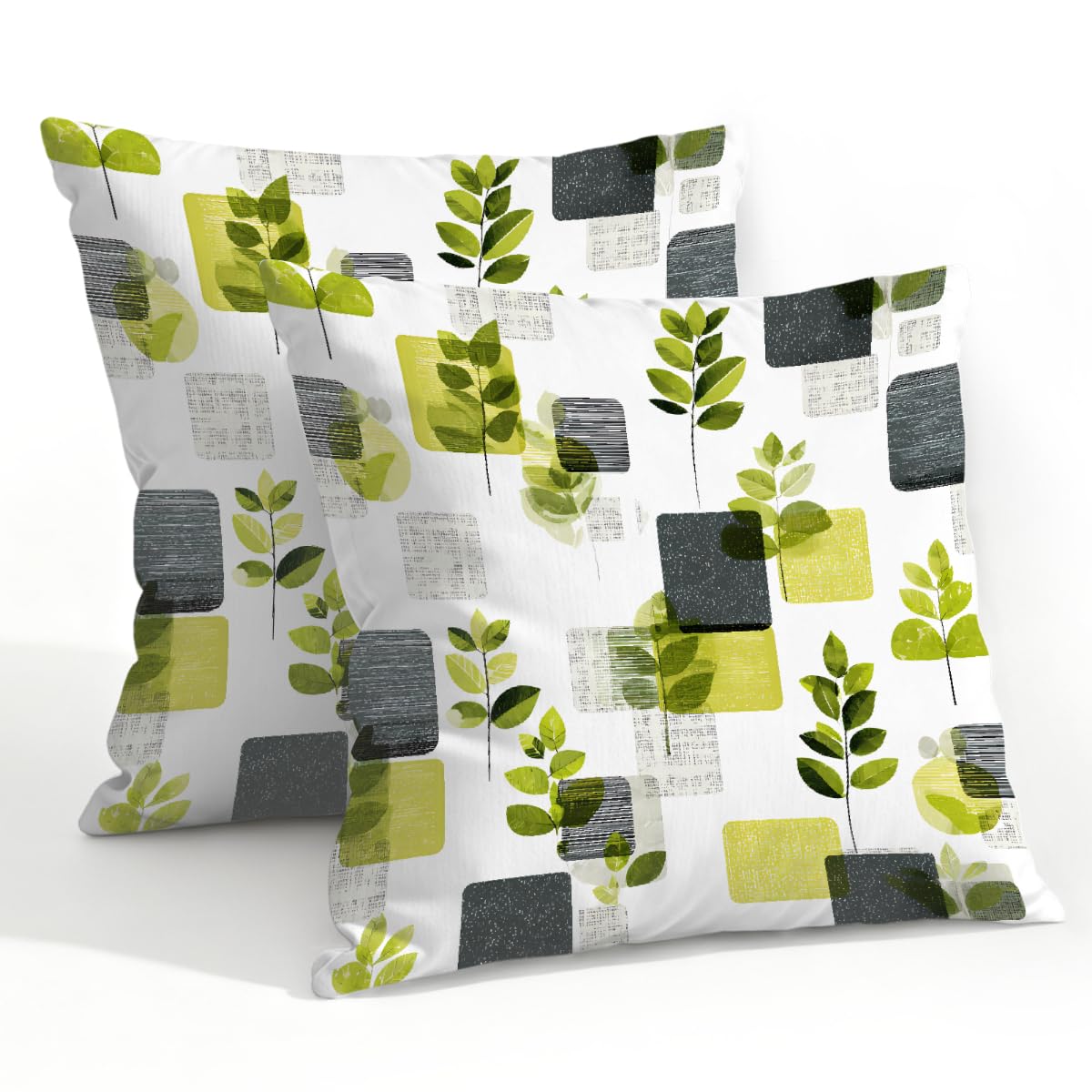 Outdoor Pillow Covers Waterproof Pillowcases 22x22in Set of 2 Modern Geometric Botanical Leaves Decorative Throw Cushion Case for Couch Sofa Garden Patio Furniture