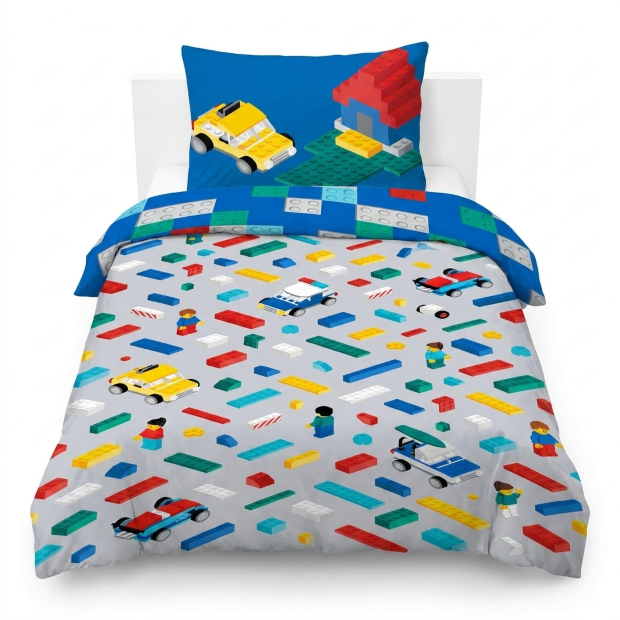 Jay Franco Boys Multicoloured - Lego Lego® Duvet Cover Set – Kids 100% Cotton Super Soft Bedding With Pillowcase, Cover Only Comforter Not Included, Multi, 2 Piece Single