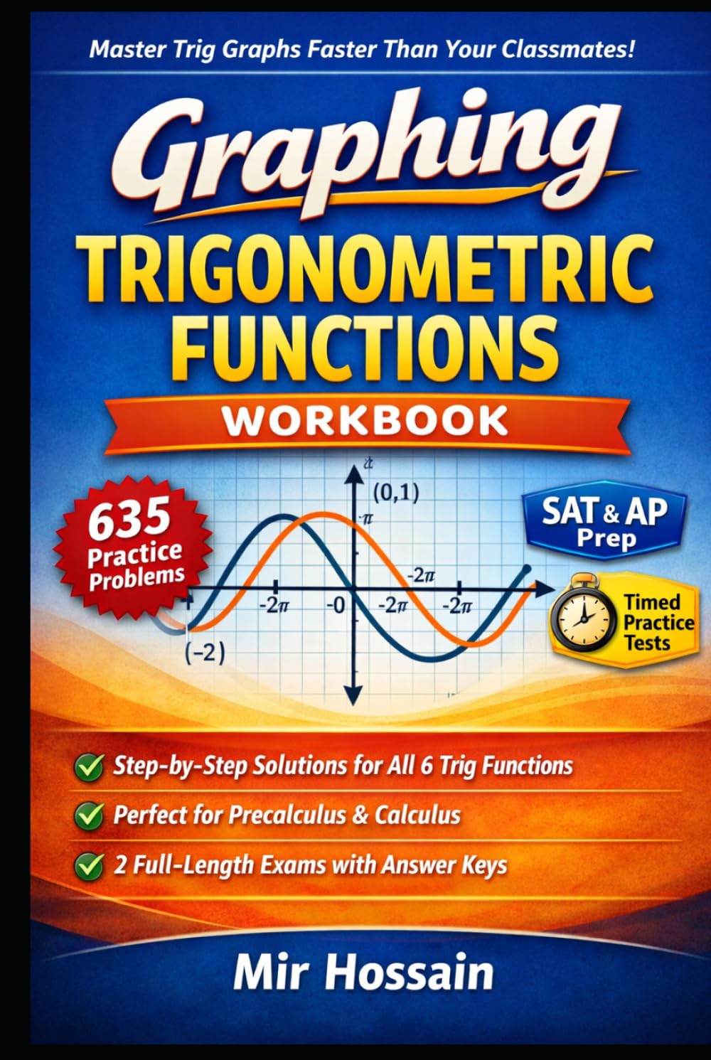 Graphing Trigonometric Functions Workbook | 635 Practice Problems with Complete Solutions: Precalculus, SAT & AP Prep Amplitude • Period • Phase Shift • All 6 Trig Functions • SAT & AP Ready