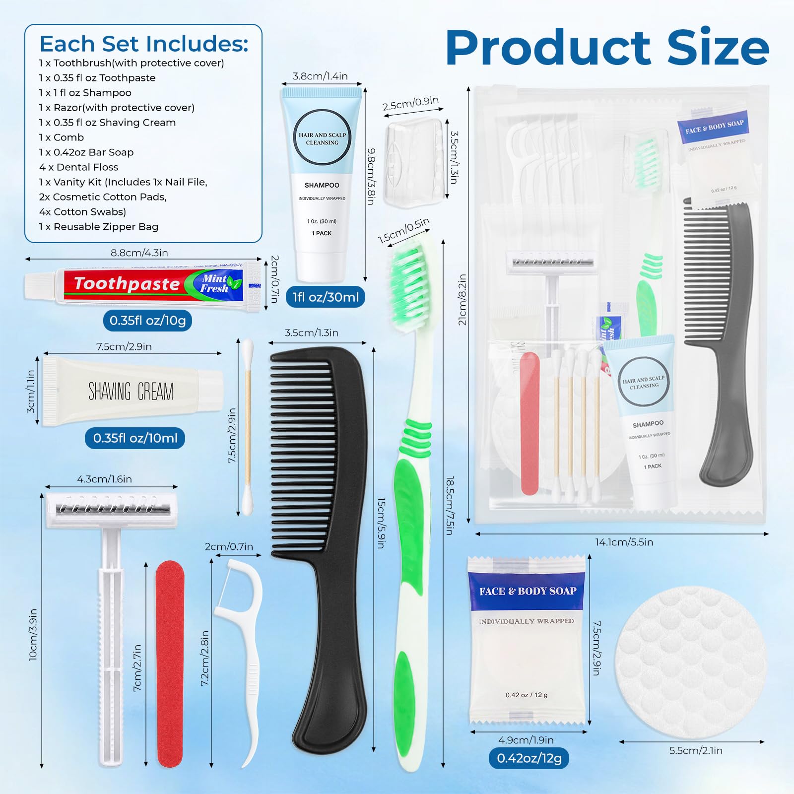 Confezione da 40 kit di igiene personale 9 in 1, confezionati | Kit di articoli da toeletta da viaggio per donne e uomini, forniture per senzatetto, per viaggi, beneficenza, affari, ospiti