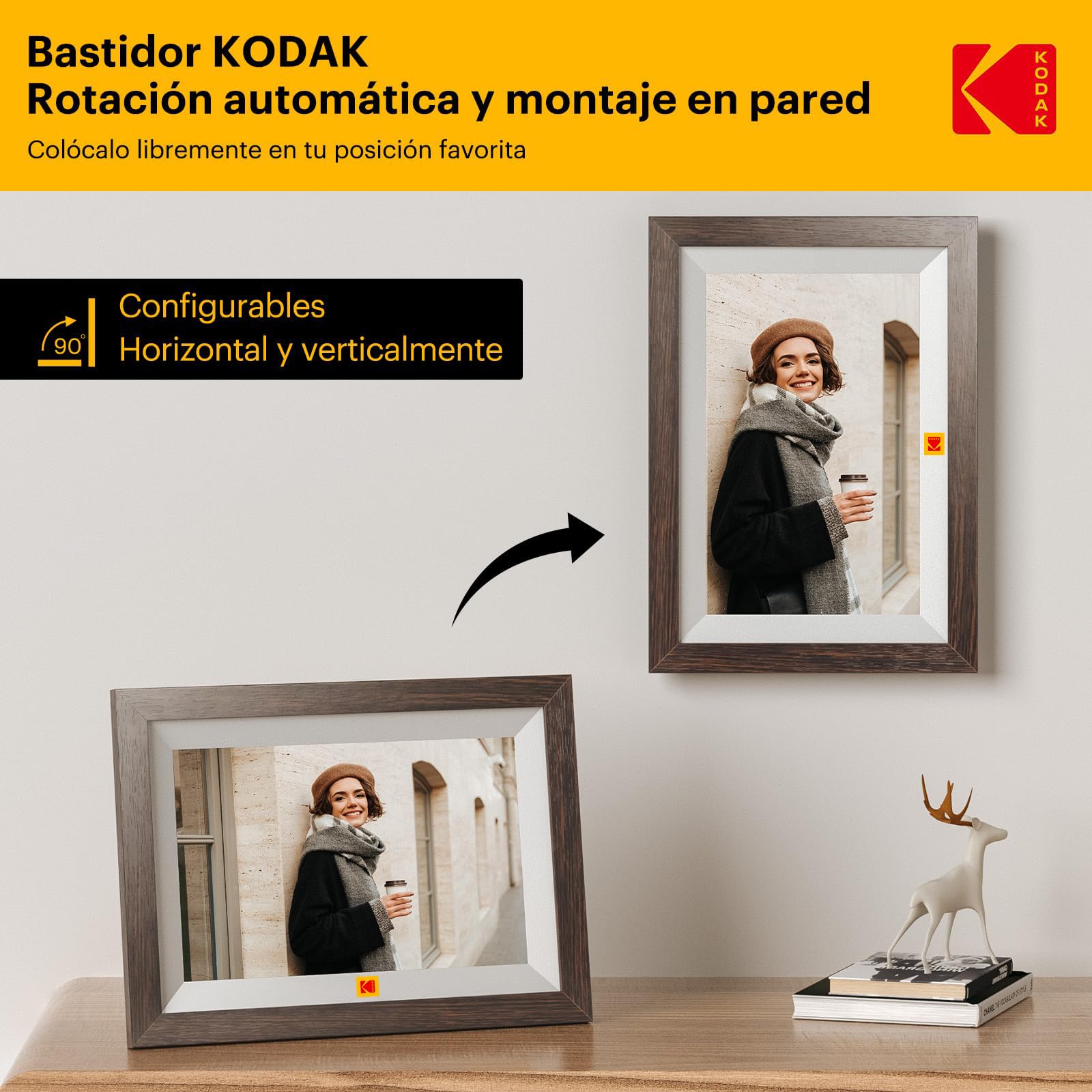 KODAK Marco de Fotos Digital WiFi 10.1 Pulgadas, Memoria Incorporada 32GB, Pantalla Táctil para HD 1280x800 IPS, Soporte Multilingüe, Rotación Automática, Compartir Instantáneamente Fotos y Videos