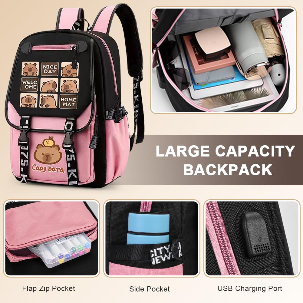 Capybara Zaino per Bambini, Zainetti per Bambini la Scuolas, Zain Zainetto Casual Leggero Elementare Borsa Zaino Viaggio Grande Capacità per Bambino Zainetto Scuola Viaggi
