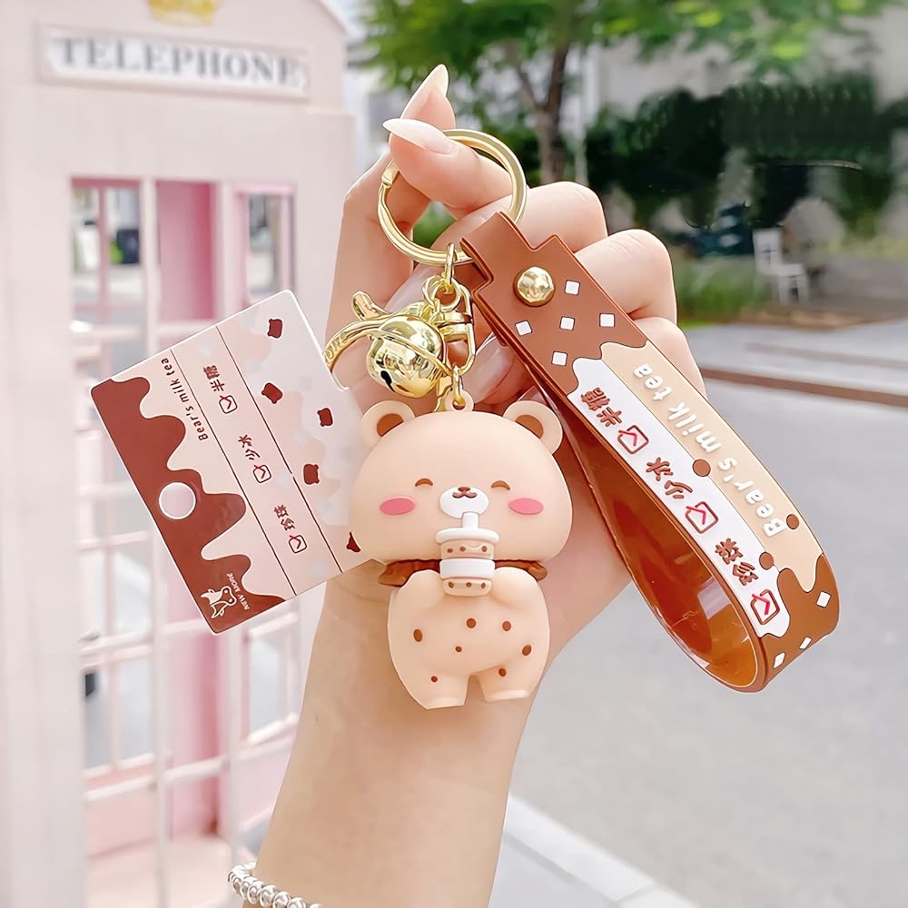キーホルダー・キーリング teddytales Lena Bear blue raincoat key ring milk tea 6926798 Keyrings-Bear Shark Milk Tea (15cm) – TeddyTales