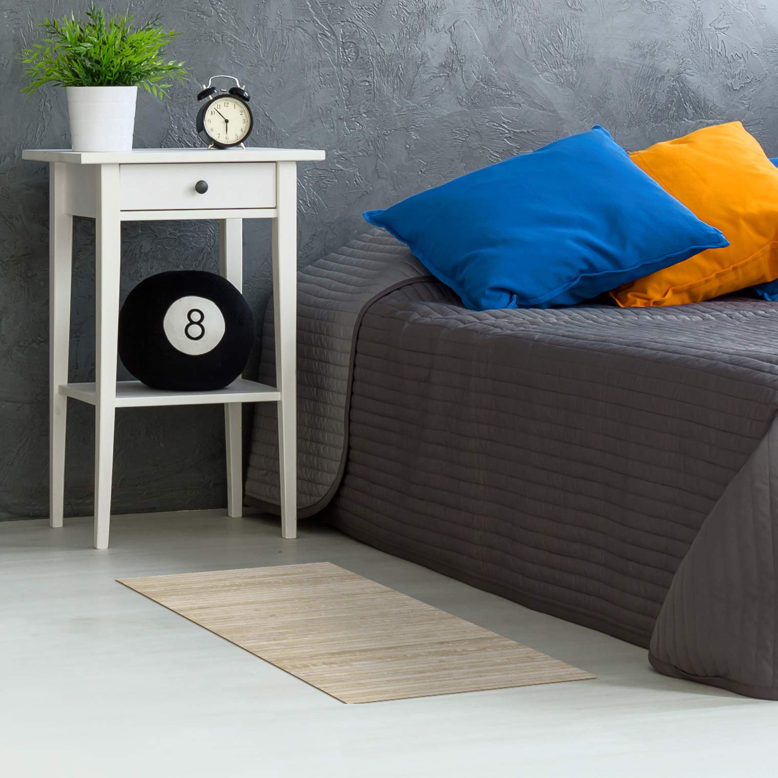 Natuurlijk antislip Bamboe Tapijt Ideaal voor woonkamer, hal, badkamer, enz. Houtenvloer-effect! Verkrijgbaar in grote maten en meerdere kleuren I Beige, 140 x 200cm