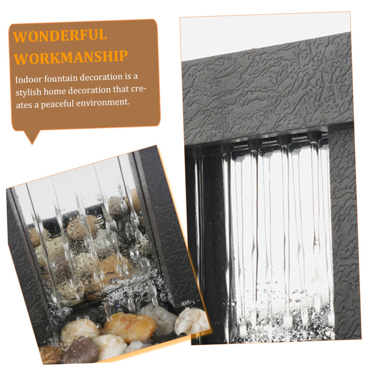 STOBAZA Fuente Agua Decorativa de Interior, Pequeña Fuente de Agua de Escritorio, Estilo Chino, Abs y Pebble, CREA un Ambiente Tranquilo para Hogar y Escritorio