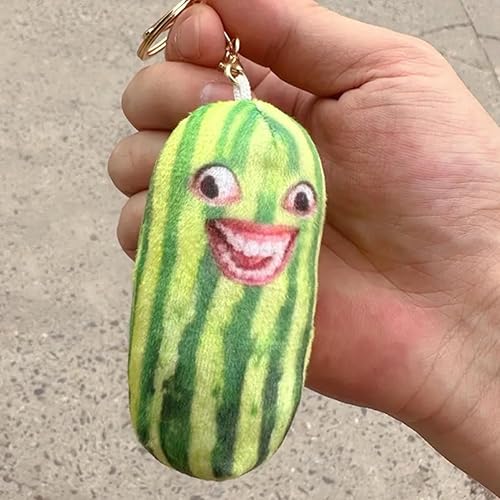 Miniatura 6 de Llavero relleno de sandía parlante, juguete interactivo de frutas que repite lo que dices 8 pulgadas, Melon
