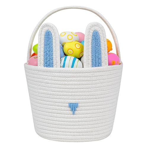 Miniatura 8 de CubesLand Cestas de Pascua azules para la caza de huevos de Pascua, cesta de Pascua para niños, cesta de Pascua encantadora cesta tejida colorida