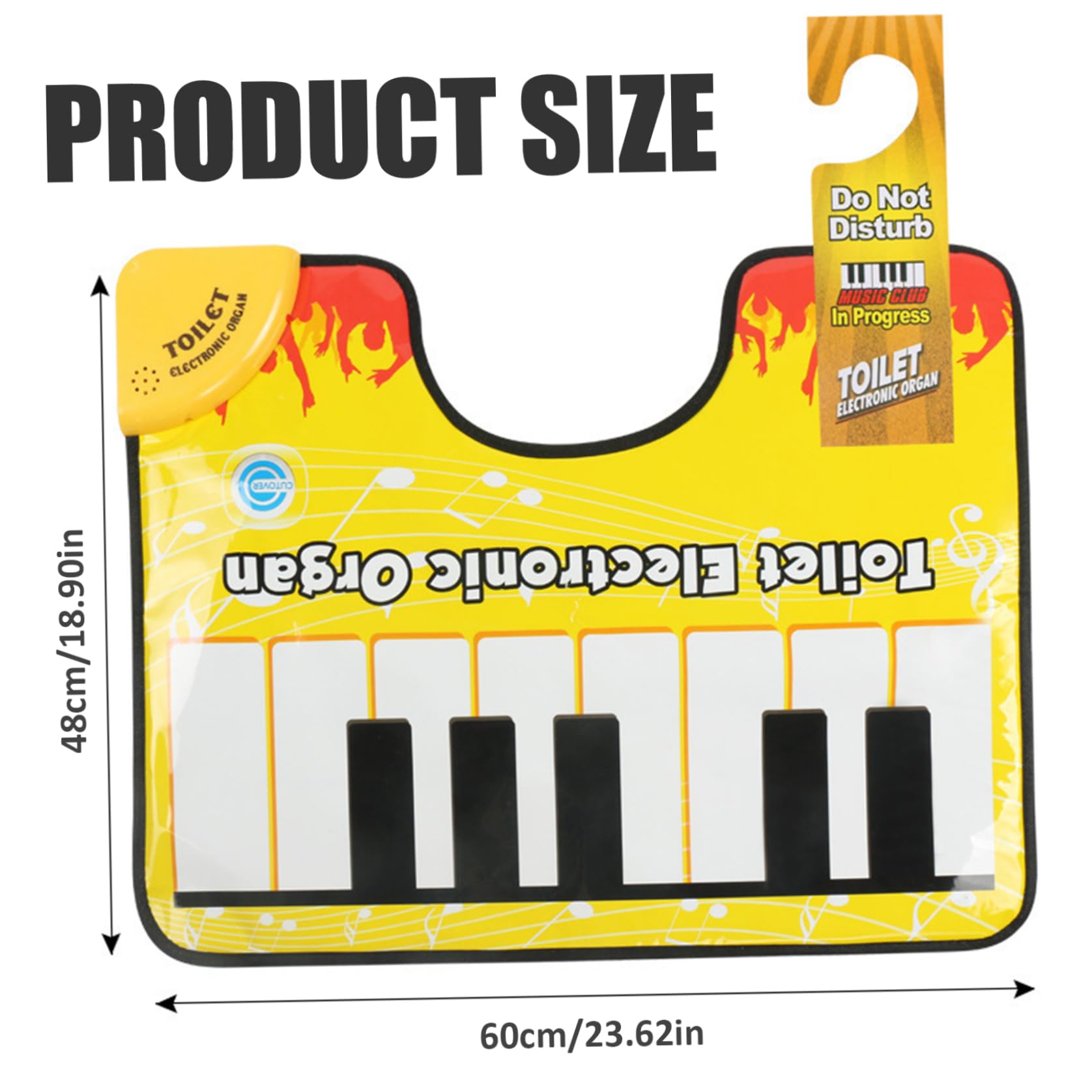Mat de Piano para el Inodoro Mat de baño Musicia de Piano Musicial Funny Musical Toe Toe Topping Mat con Respaldo Antideslizante Auto Power-Off Toilet órgano electrónico 23.6x18.9 en