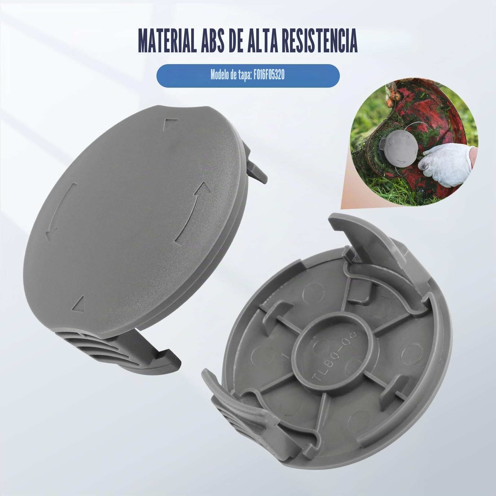 Bobina y línea para desbrozadora Bosch,6 pcs bobina de repuesto de recortadora cortabordes para F016800569,1 tapas para F016F05320 compatibles con Bosch EasyGrassCut 18/23/26/18-230/18-260(Ø1.65mm 6m)