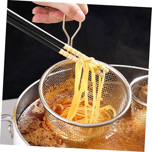 Miniatura 4 de Colador de pasta de acero inoxidable con mango de malla fina y herramienta de cocina para cocinar y drenar, diseño compacto para un fácil