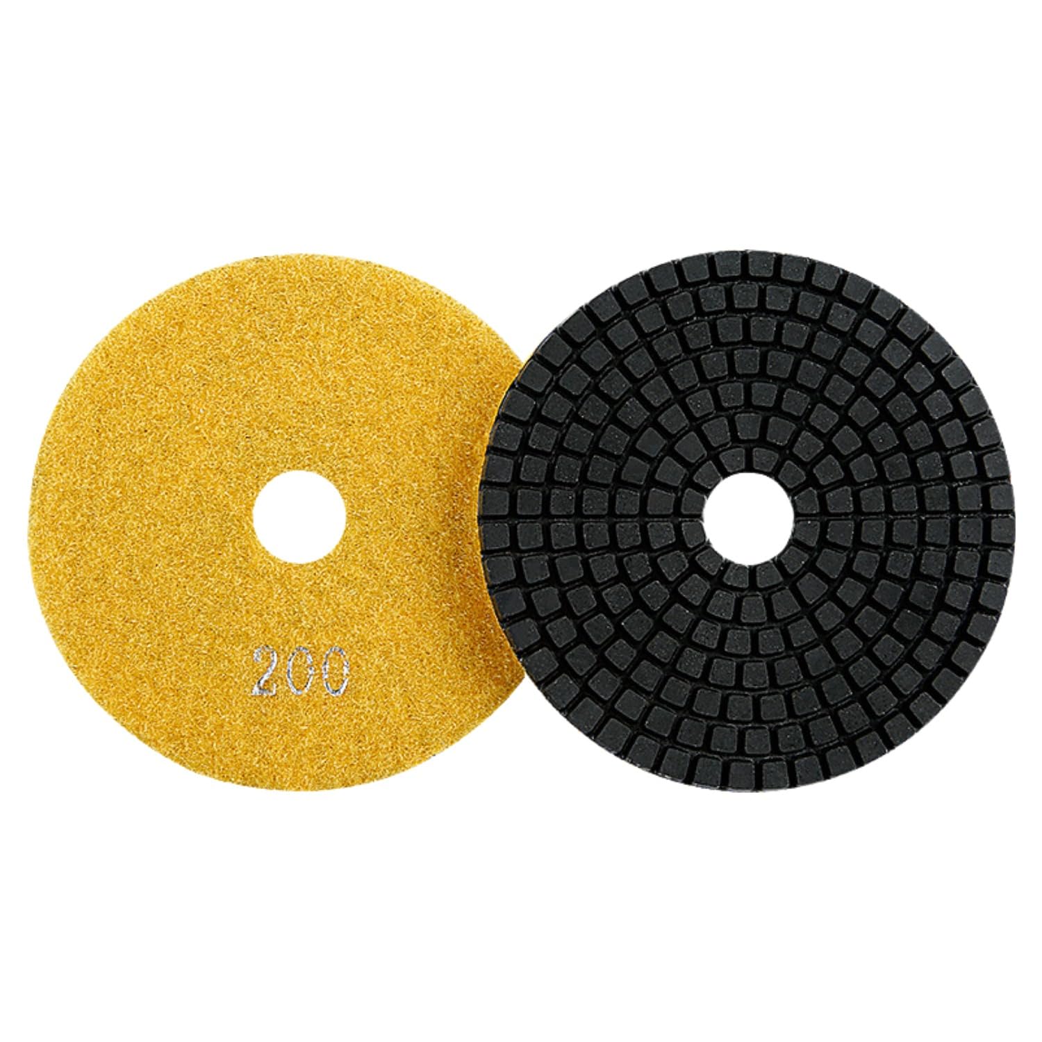 MiJunHD Diamond Polishing Pad, 4 inch 100 mm 200 Grit Sanding Discs for Grinder & Polisher, Hook and Loop Backing Pad for Grinding Buffing Granite Marble Concrete Stone (1 Piece)