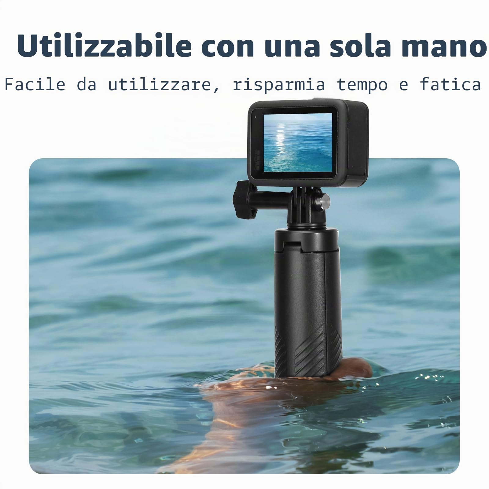 Galleggiante Monopiede Grip mano Treppiede impermeabile estensibile Selfie Monopiede per Go Pro Hero 13,12, 11, 10, 9, 8, 7, 6, 5, 4, 3, DJI Action 5 Pro 4/3, Videocamera d'azione