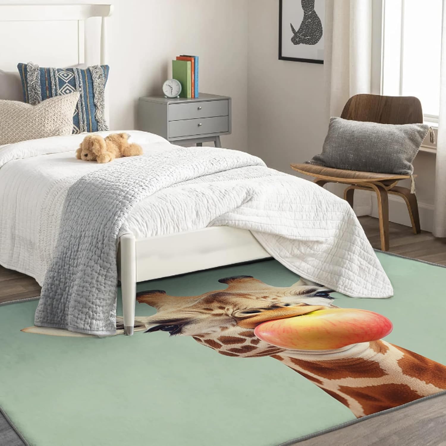 Giraffe Rug & Home Decor - 2x3 Rug, Funny Animal Rugs for Entryway Living Room Bedroom, Kids Carpet, Washable Non Slip Soft Low Pile Indoor Door Mat & Room Decor