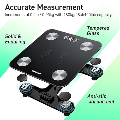 Miniatura 4 de INSMART Báscula inteligente para peso corporal, báscula digital precisa de peso para baño, báscula de grasa corporal Bluetooth con masa muscular