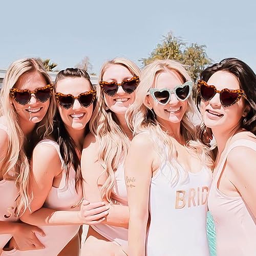 Miniatura 2 de 12 lentes de sol de corazón para despedida de soltera, regalos de despedida de soltera, novia, tribu, gafas de amor, suministros de boda
