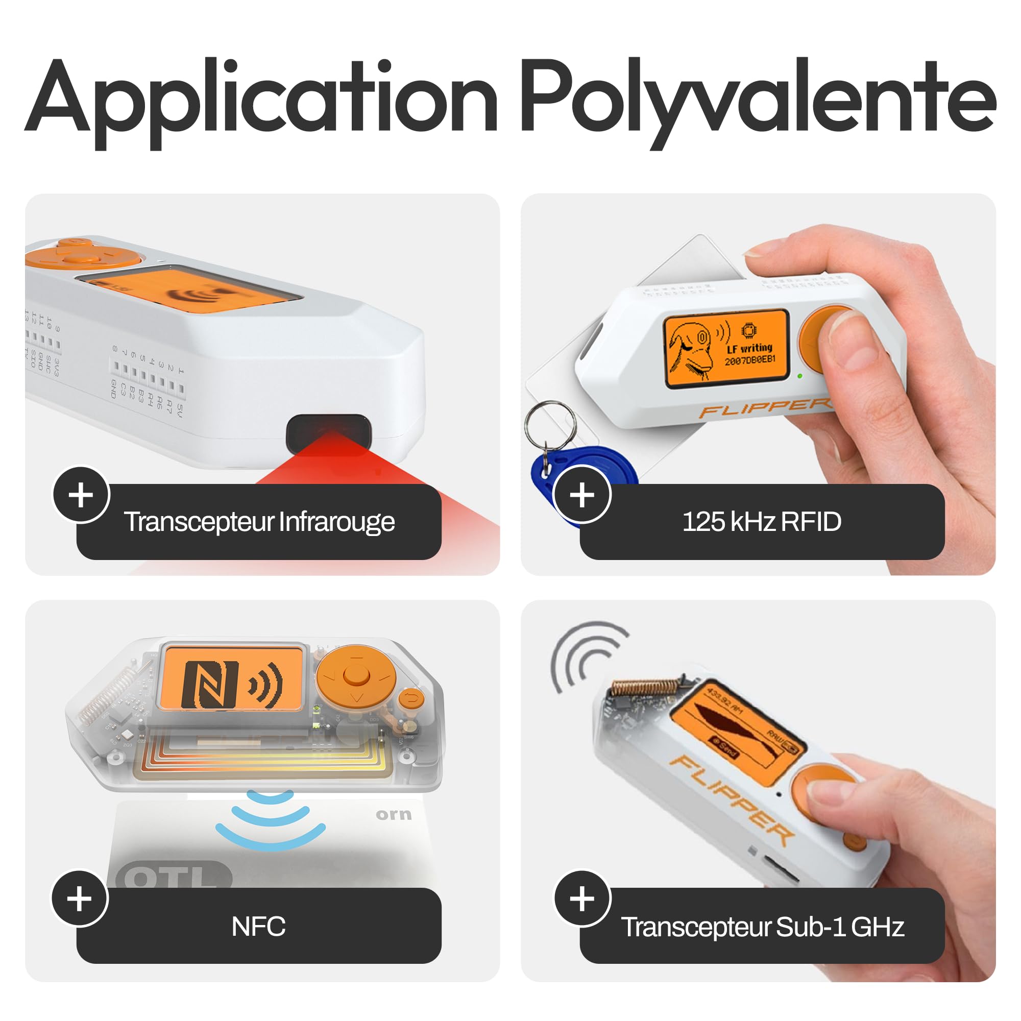 Flipper Zero Set avec Étui Silicone, Carte 64 Go, Lecteur USB, Câble USB-C, Mini PC Double Core