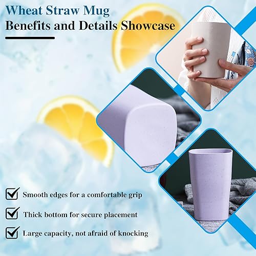 Miniatura 2 de Juego de 5 vasos cuadrados de paja de trigo de 16 onzas, vaso de plástico para cepillo de dientes, vaso de cepillado de dientes apilable, vaso de