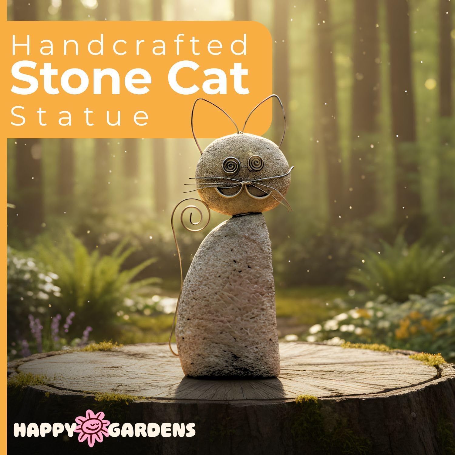 Happy Gardens Cat Garden Statue with Whiskers - Image 2