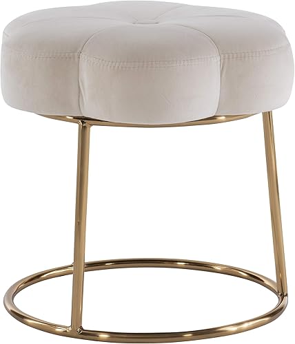 Miniatura 20 de Linon Talulah - Taburete de terciopelo blanco y metal dorado Blanco,Azul claro,Verde claro,Crema Sherpa,https://www.amazon.com/dp/undefined