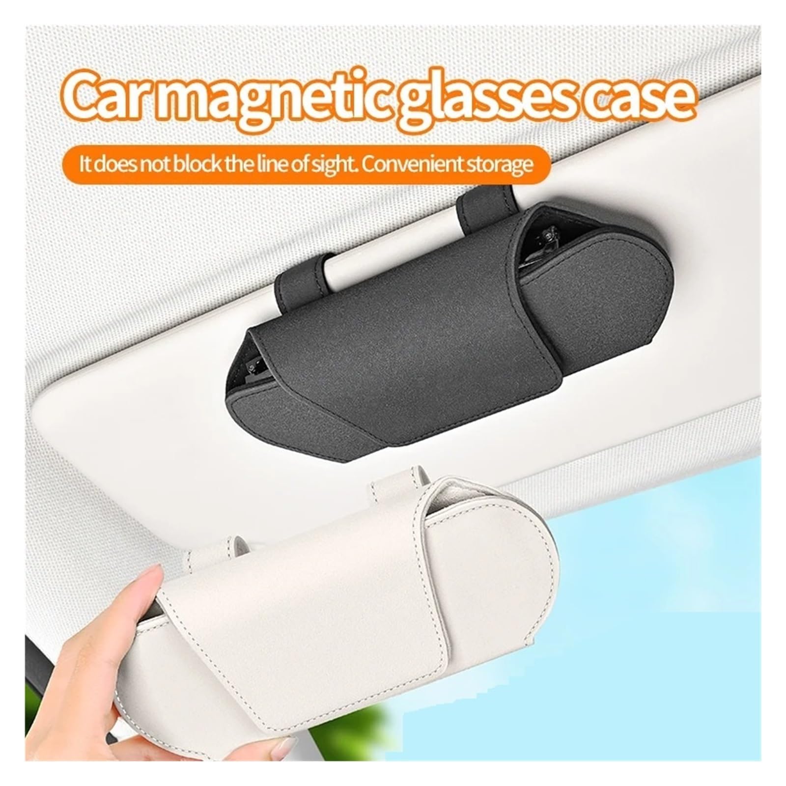 Auto Sonnenbrillenhalter Automontiertes Magnetisches Brillenetui Multifunktionale Aufbewahrungsbox Für Sonnenblenden Wildleder-Sonnenbrillenrahmen-Clip(Black)