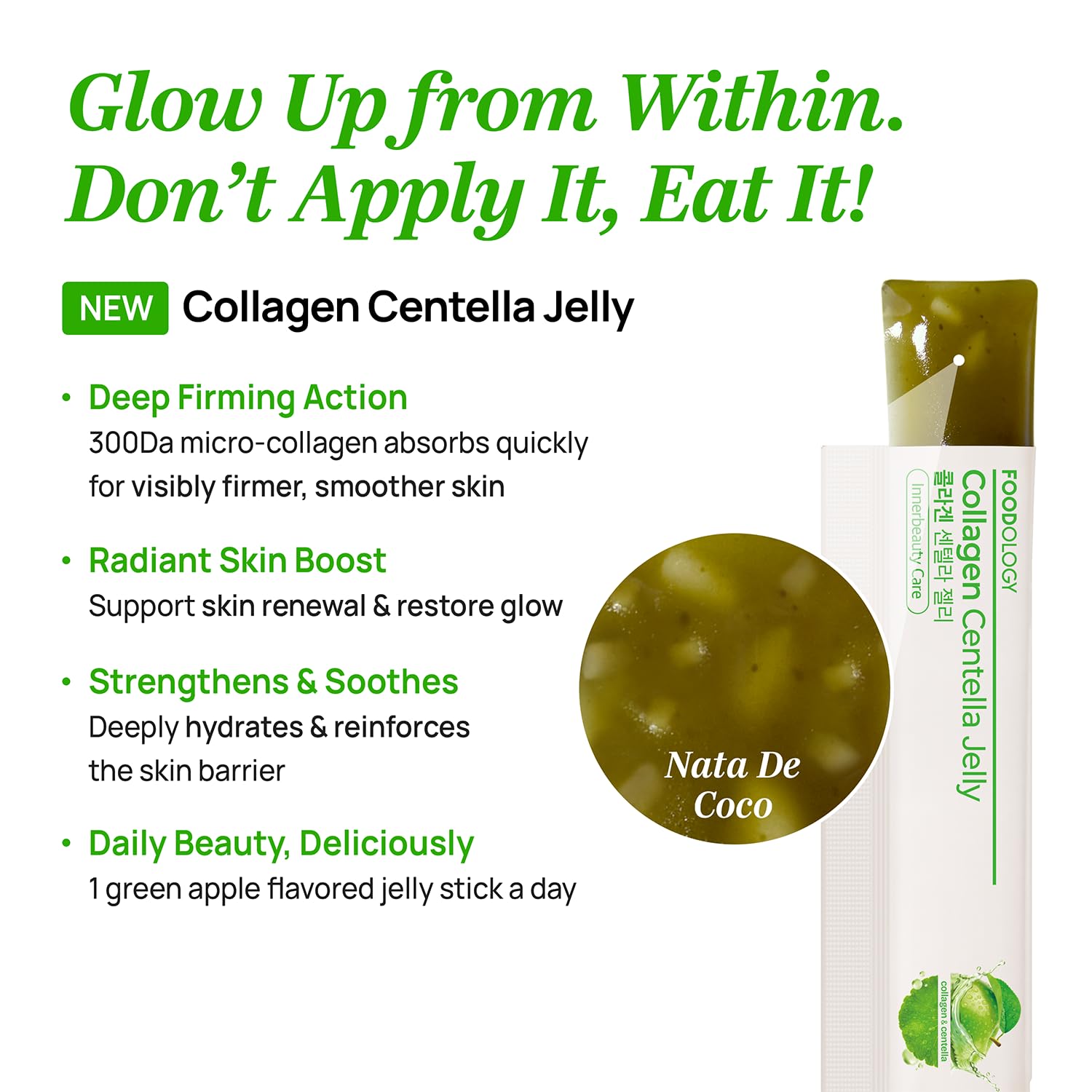 FOODOLOGY Coleology Collagen Centella Jelly, Gree Apple Flavor, 10 Sticks — Amazon image 2