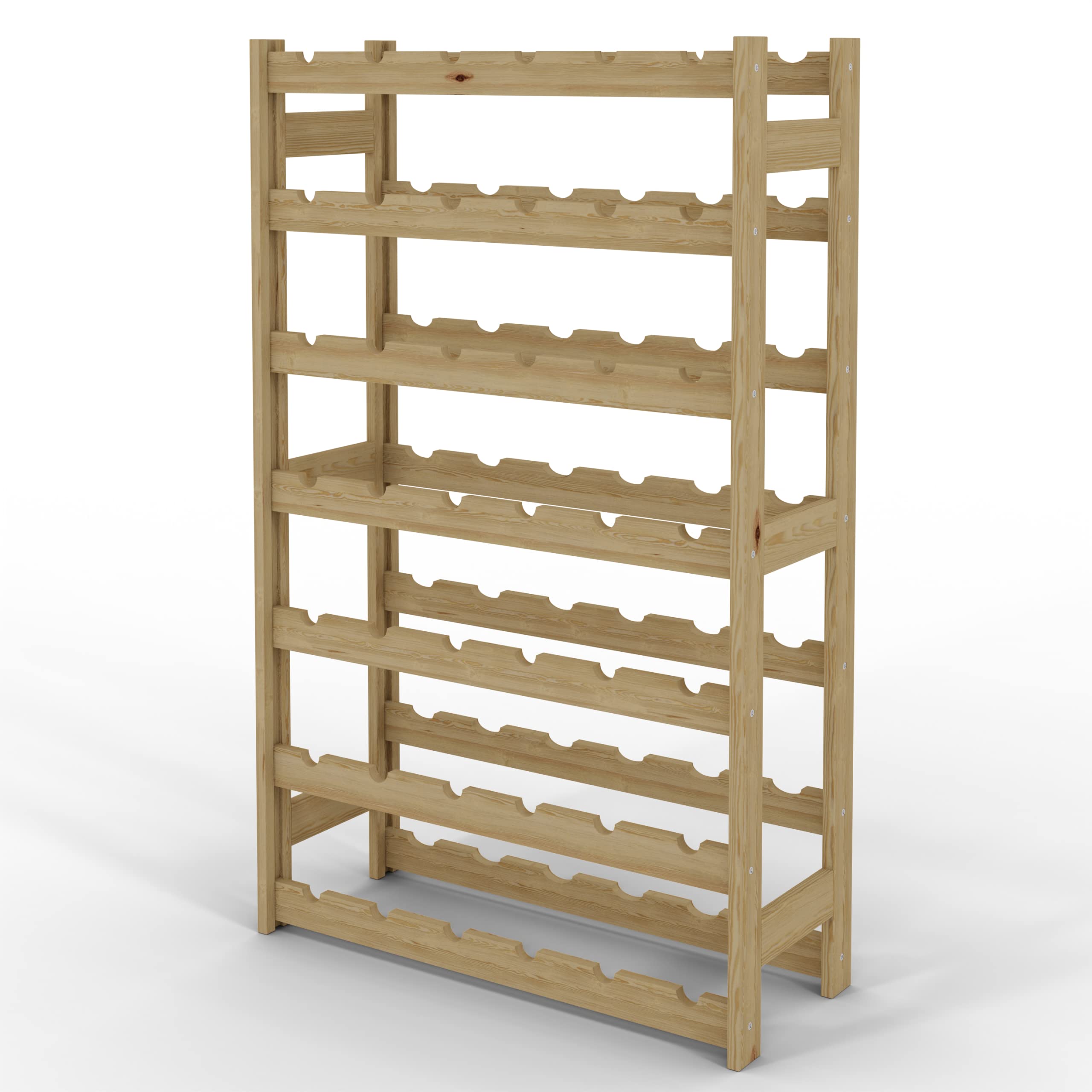 Lenmar, Portabottiglie in Legno per Bottiglie Naturali RW-1 Vino Portabottiglie Scaffalatura cantina Ripiani portabottiglie (Naturale, RW-1-42, 102 x 63 x 25, marrone, per 42 bottiglie) - 3