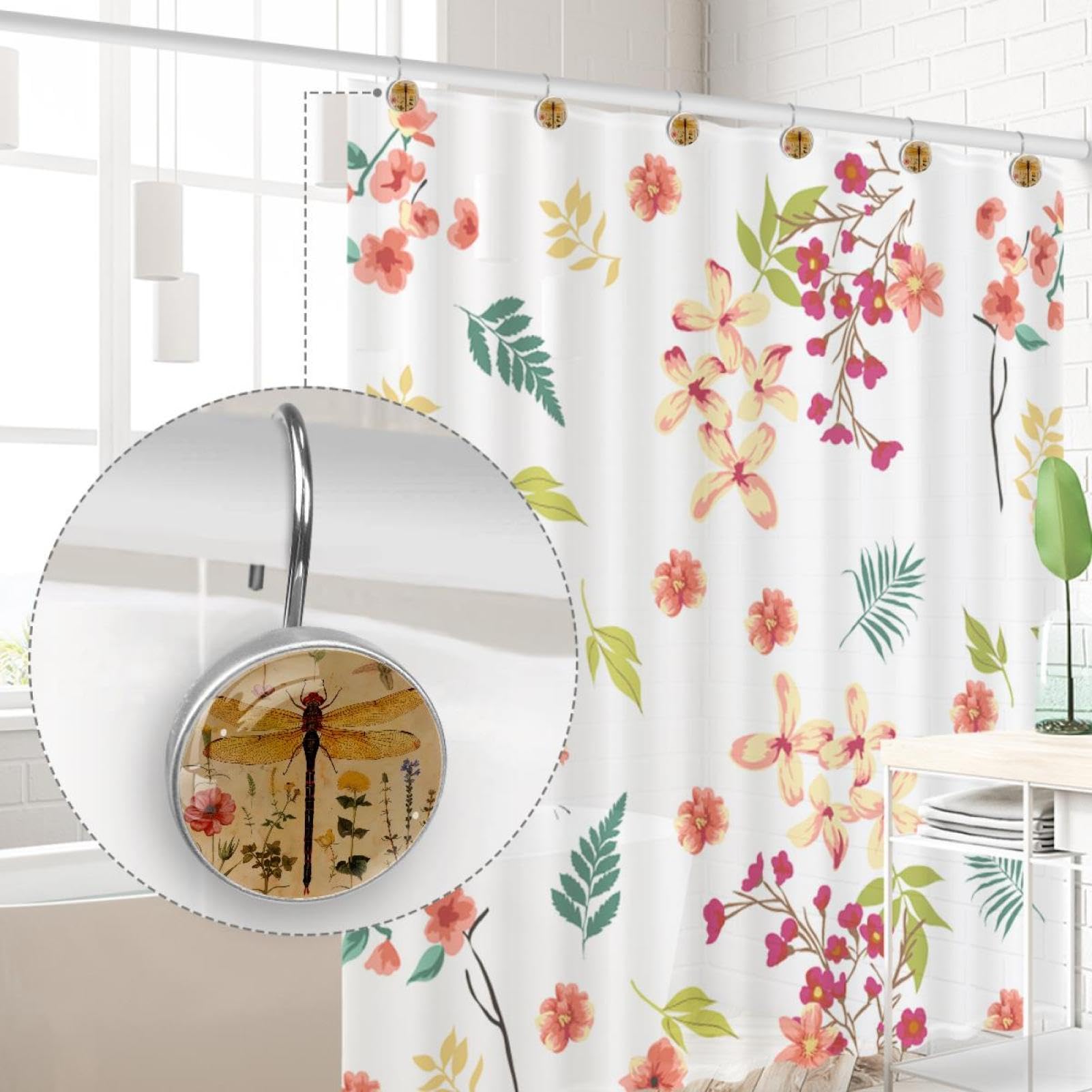 12-Piece Dragonfly Shower Curtain Hooks - Stainless Steel, Rustproof, Bronze Finish - View #10