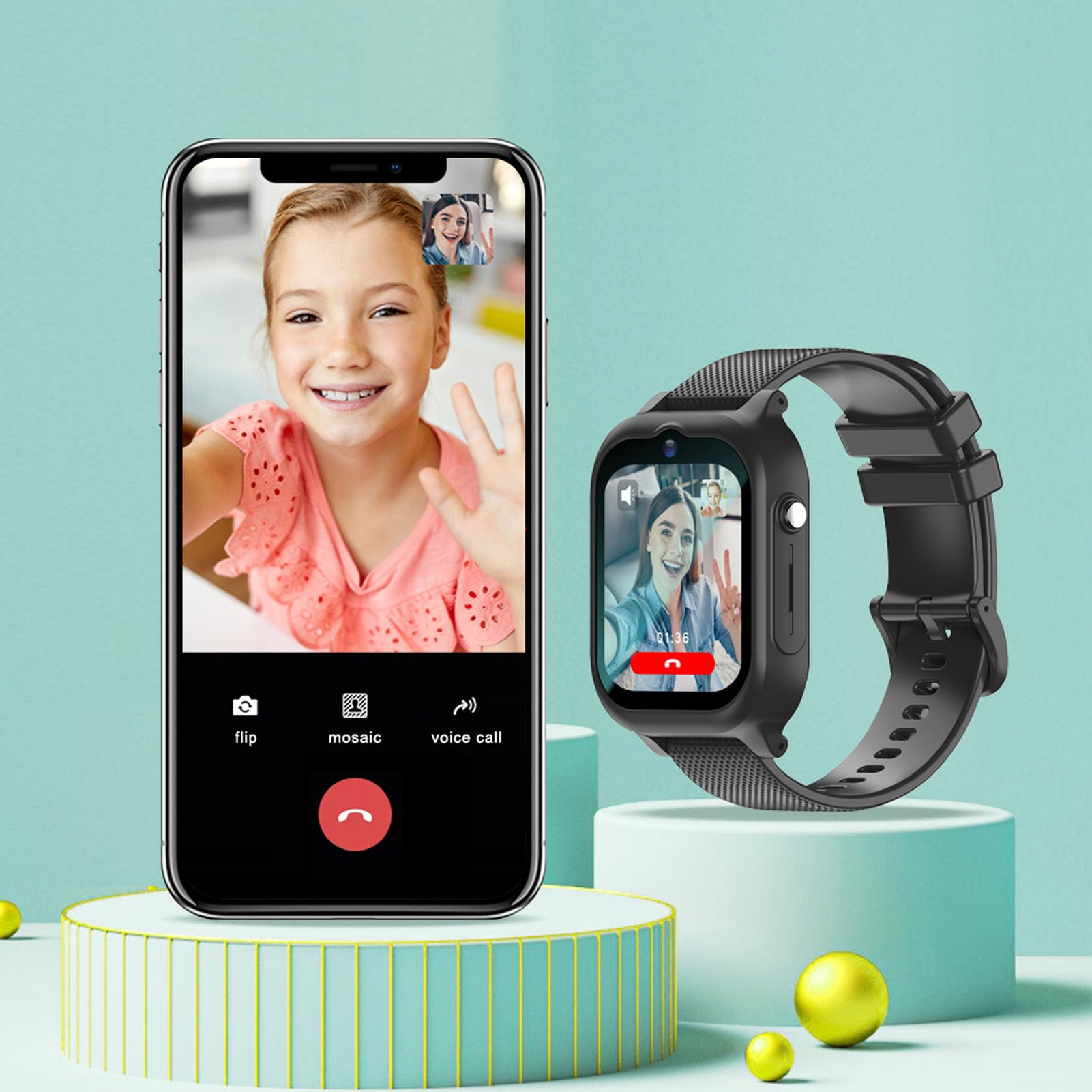LICAEVEY Smartwatch für Kinder (Jungen und Mädchen), 4G LTE GPS-Tracker, Touchscreen-Smartwatch mit Videoanrufen, SOS-Funktion, LBS-Ortung, Klassenzimmermodus, IP67 Wasserdicht, für