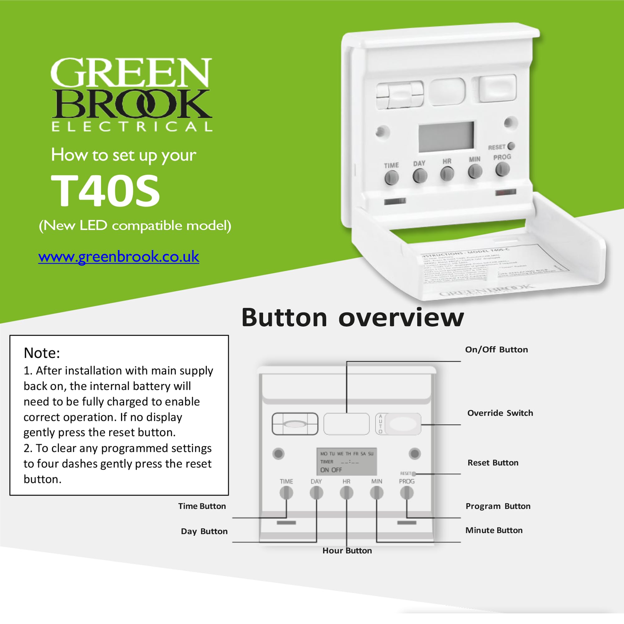 Greenbrook Timer elettronico da parete 7 giorni