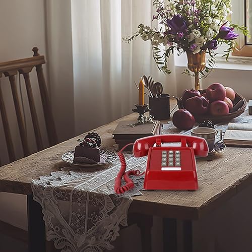 Miniatura 7 de Sangyn Teléfono fijo retro clásico 2500 teléfono de escritorio analógico con indicador timbre mecánico Teléfono con cable vintage Teléfono antiguo
