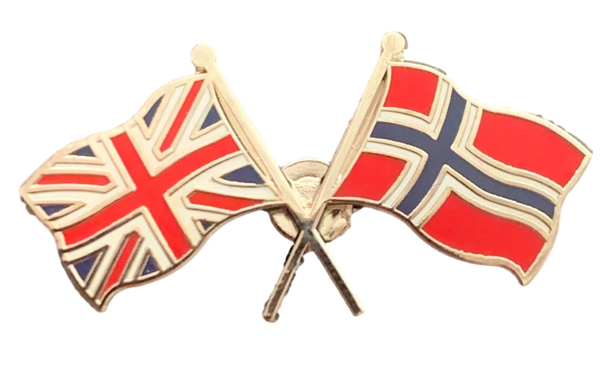 Union Jack & Norway Flags Friendship Courtesy enamel Lapel Pin Badge T183