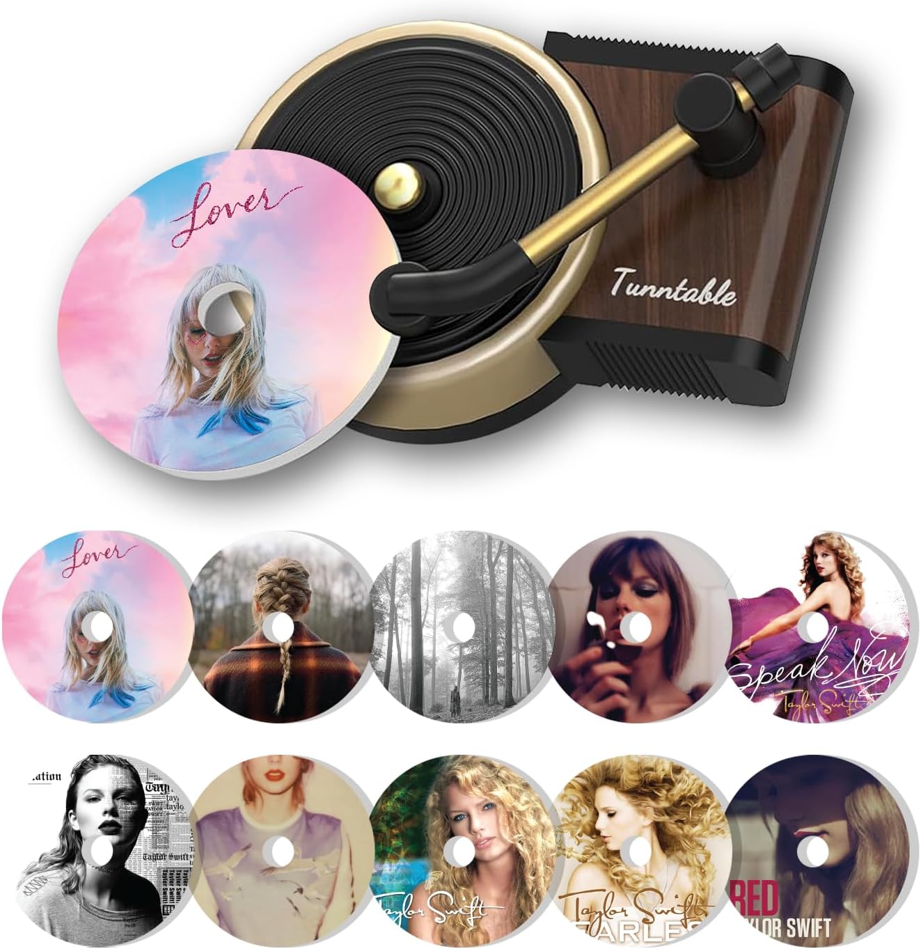 Car Freshener Air, Car Air Freshener Cover record Player Ventilation Clip, Music Gifts, 1pcs Car Vent Clip Air Diffuser With 10 PCS Refill Pads Air Freshener for Singer Best Fans Gift