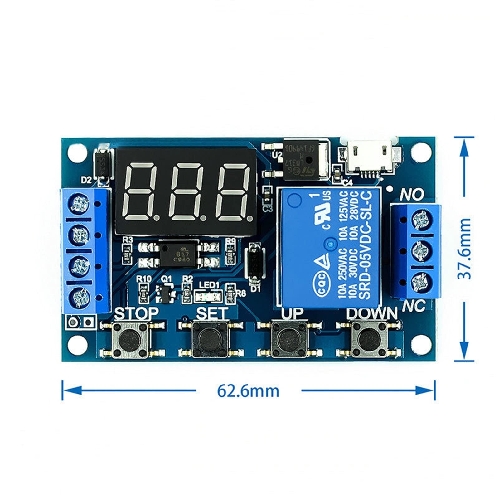 Ersatzteile DC 6–30 V Relaismodul, Auslöseverzögerungsschalter, Schaltkreis-Timer, einstellbare Zyklussteuerung, Ausschaltverzögerung, Zeitrelais, 6 V, 9 V, 12 V, 24 V