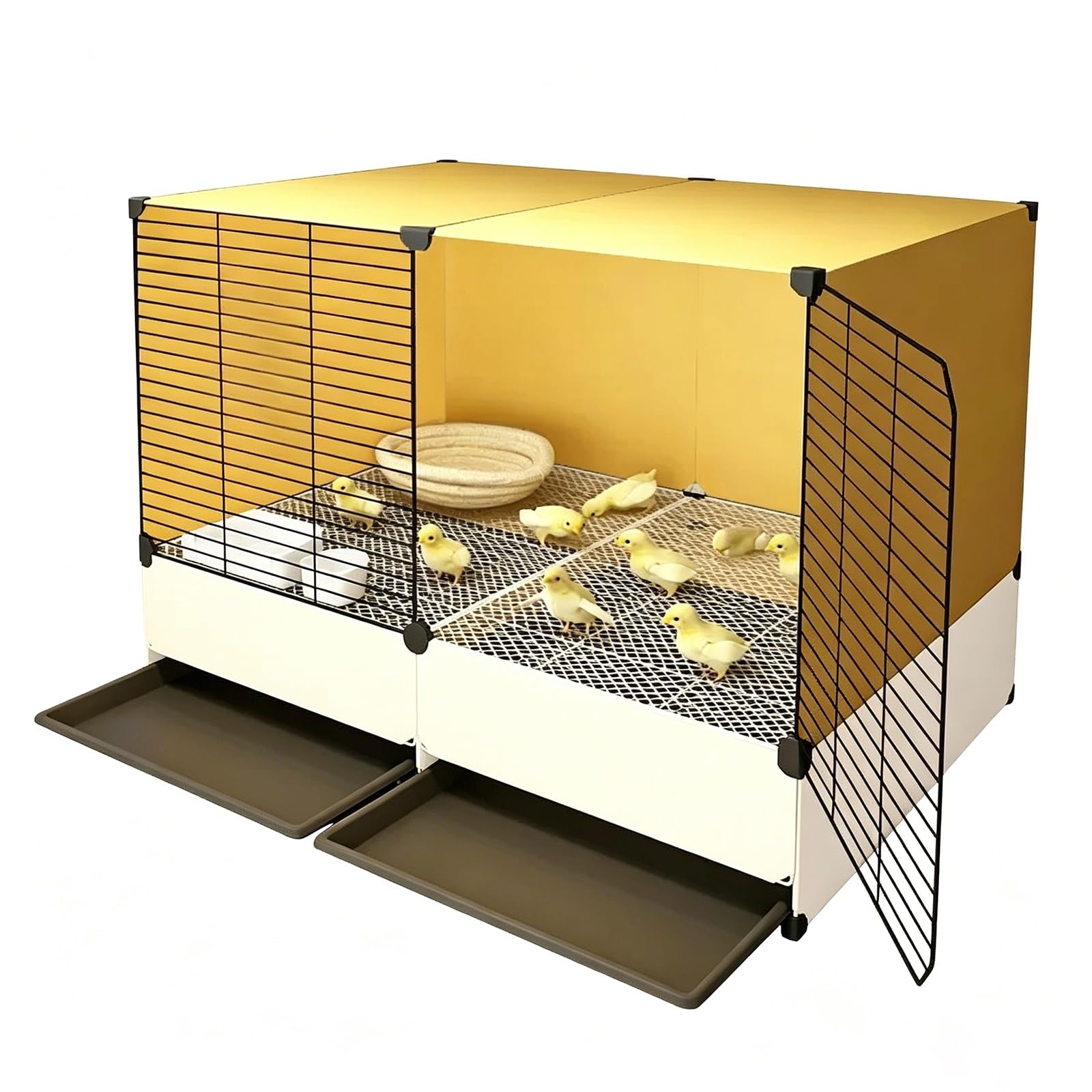 Jaula para Gallinas con Bandeja Extraíble Gallinero Corral Interior para Cría De Aves Fácil De Limpiar para Pollitos Patitos Conejos Aves De Corral También Se Puede Utilizar(Yellow,70x35x52cm)