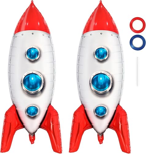 Miniatura 1 de 2 globos grandes de cohete para niños, globo de cohete, globos de aluminio de Mylar del espacio exterior para niños, juguetes para baby shower,