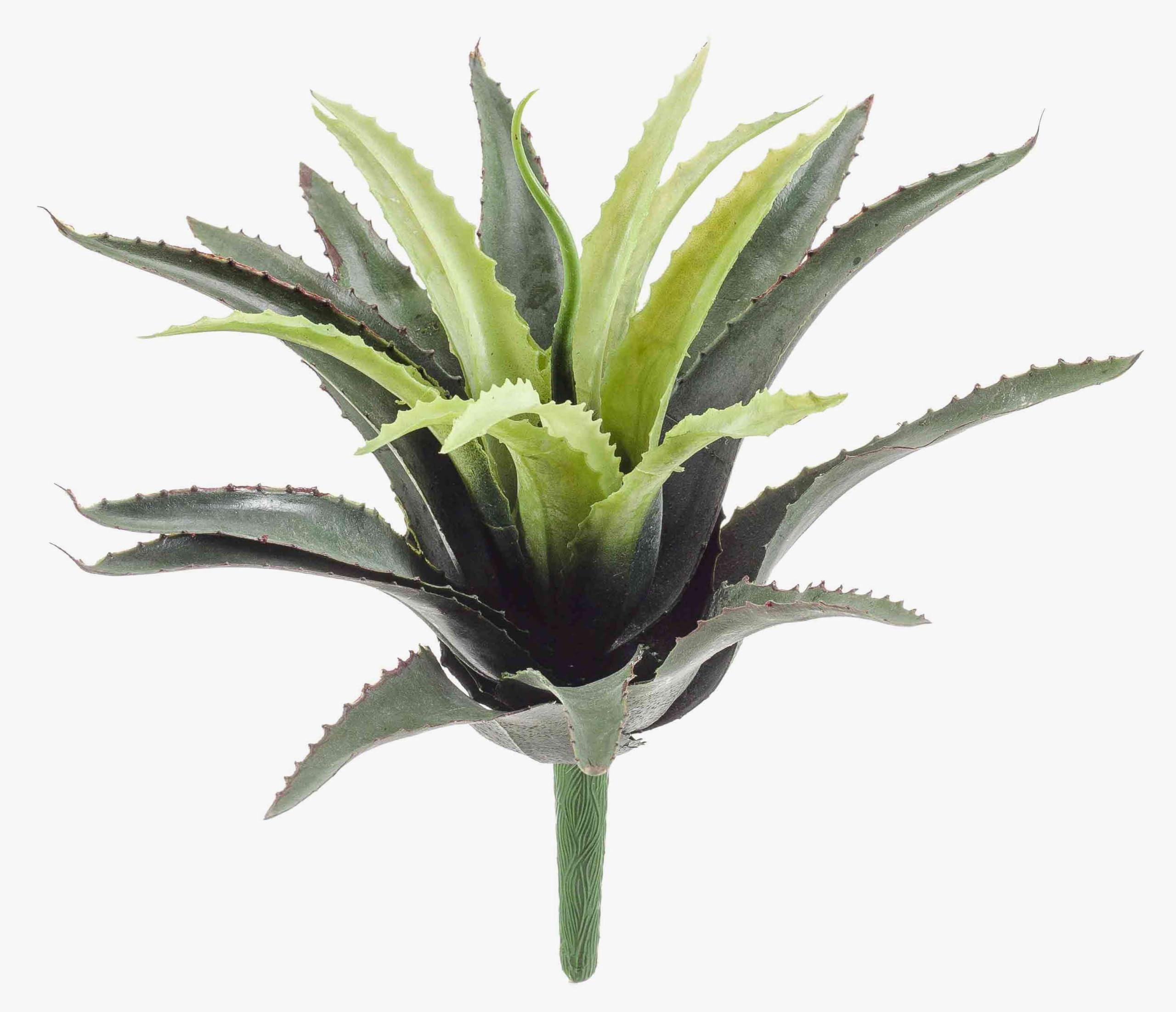 Artplants Green .De Artificial Agave With 22 Leaves, On Spike, 10"/25Cm - Artificial Cactus/Plastic Succulent