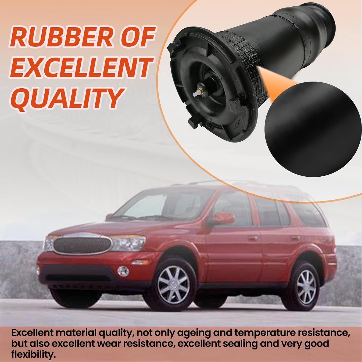 Air Suspension Spring Bag Rear Compatible with 2002-2009 Chevy Trailblazer GMC Envoy, 04-07 Buick Rainier, 03-08 Isuzu Ascender, 07-09 Saab 9-7X, 25815604 15125532 15276029