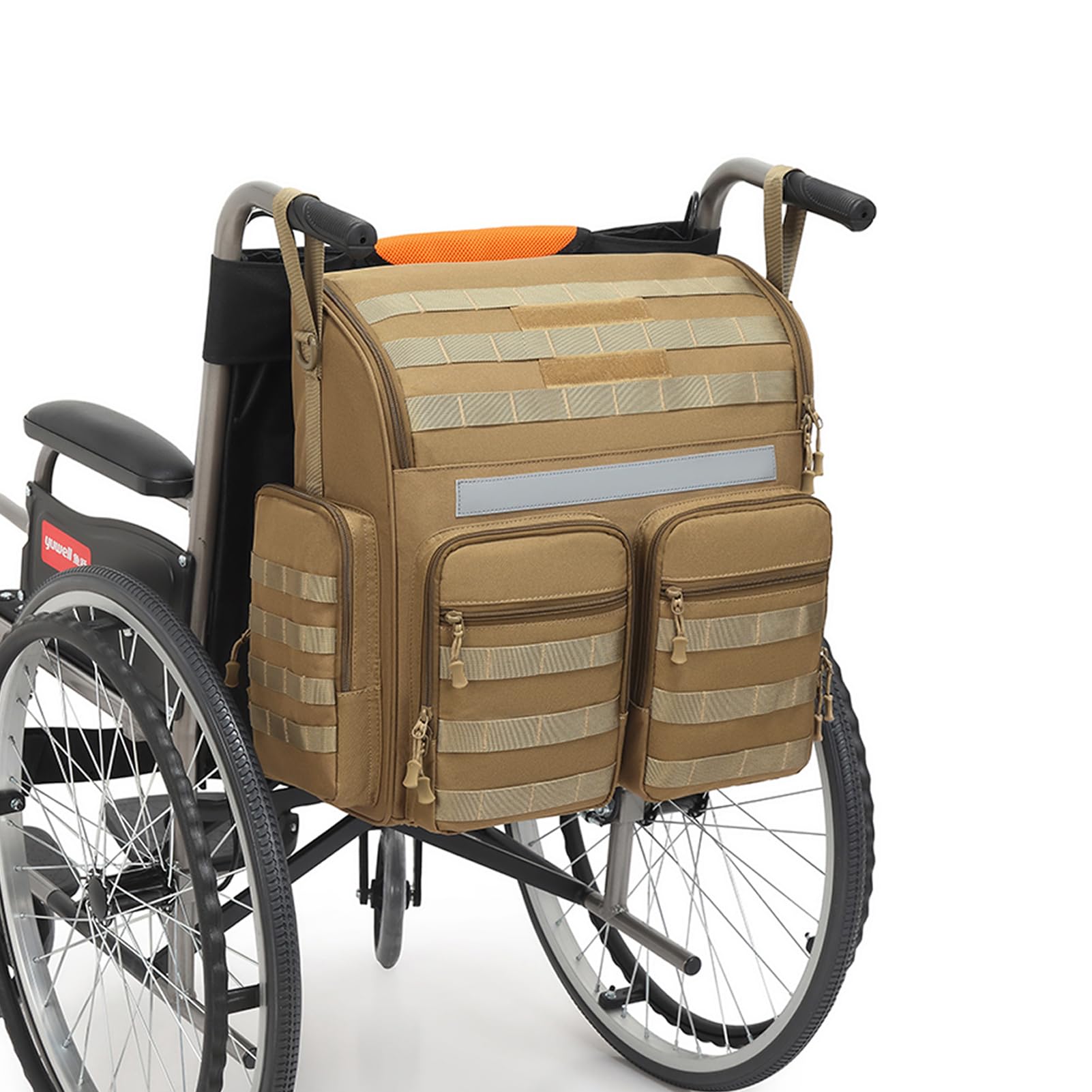 Bolsa para Silla de Ruedas (Parte Trasera), Bolsa para Silla de Ruedas | Nailon, correa de hombro y bolsa isotérmica, reflectante, amplia abertura, bolsa de almacenamiento táctica para andador