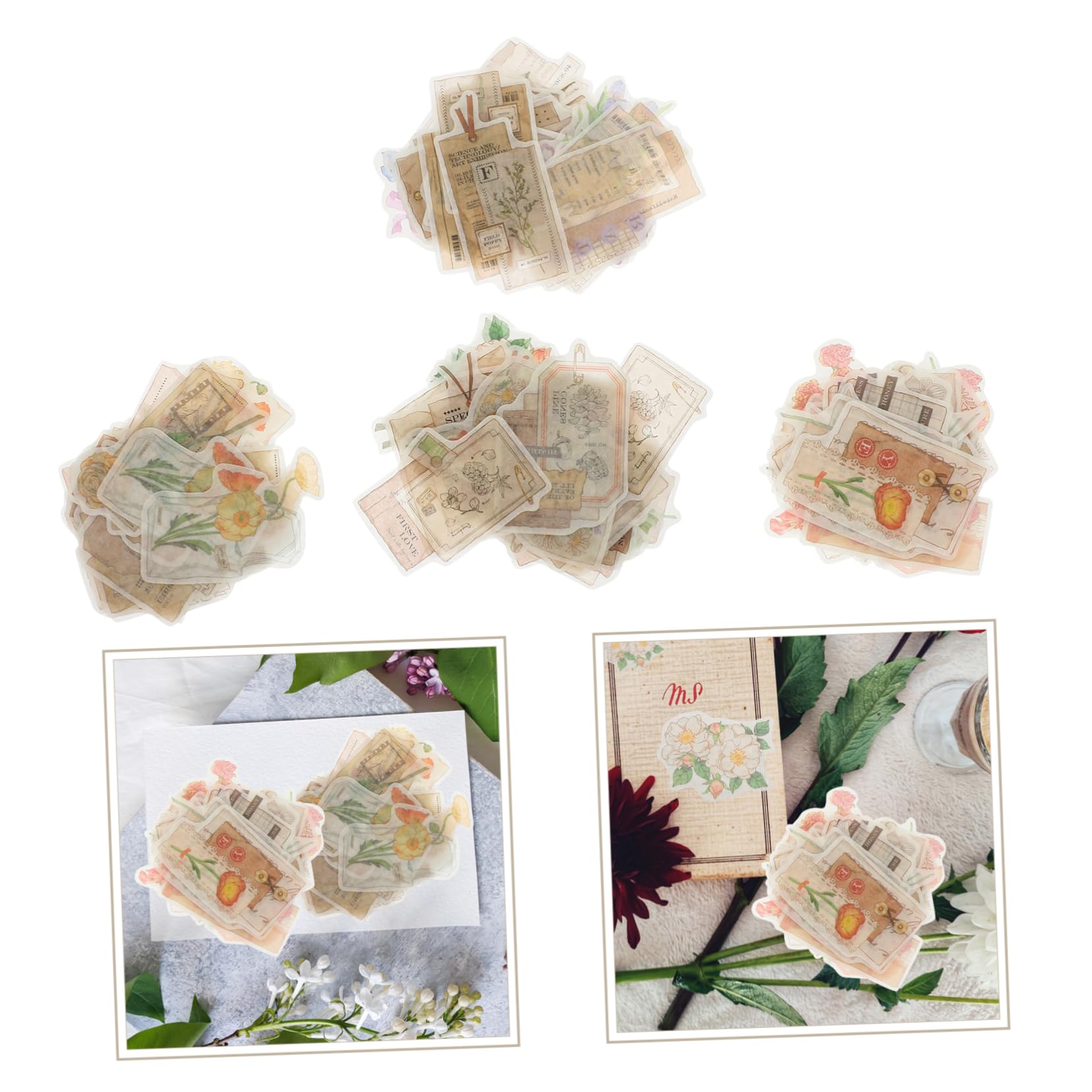 NUOBESTY 20sets Adesivi Creativi per Scrapbooking Pacchetti di Stickers Autoadesivi per Diario Album Fotografico e Fai da Te Stili Vari e Unici per Decorazioni Personali