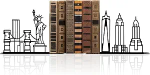 Metal New York City Skyline Bookends, NYC Themed Decorations