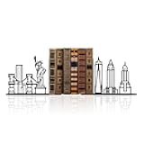 Metal City Skyline Modern Bookends, New York Themed Decorations, NYC Skyline Souvenirs