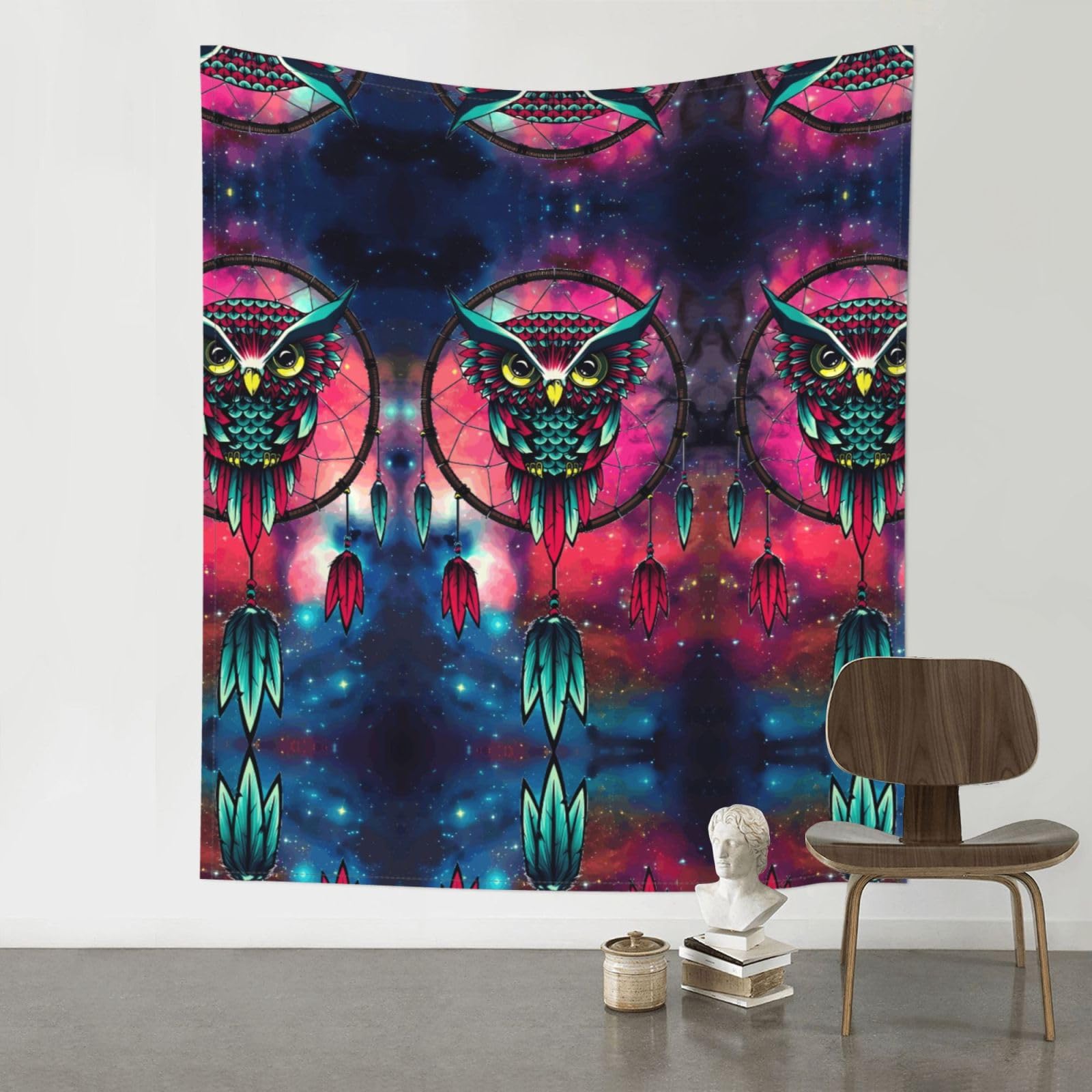 YYHHAOFA Owl Prints 60x51in Wall Tapestry Boho Chic Dorm Decor & Beach Throw Blanket