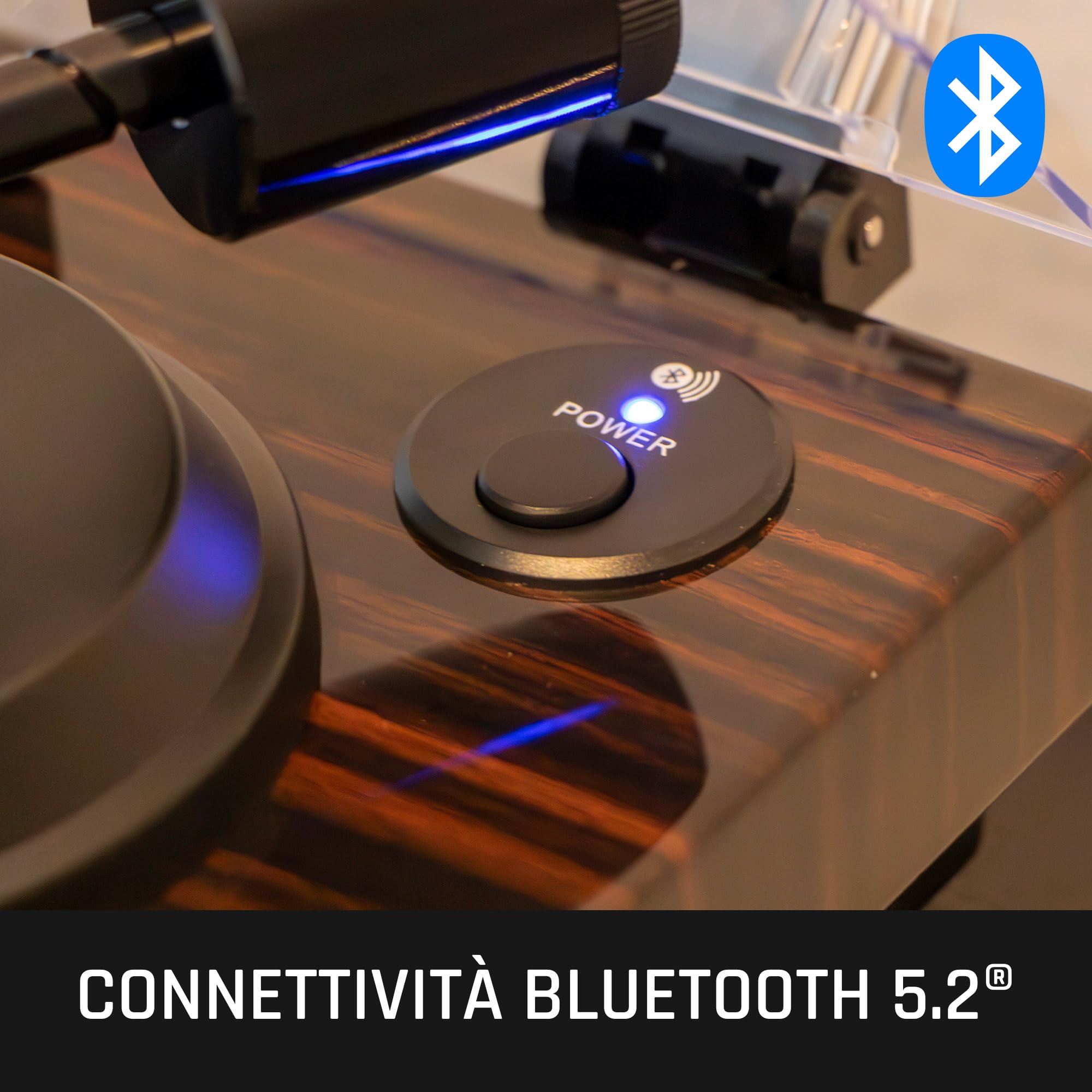 Lenco LBT-345WA - Giradischi con Bluetooth® e testina 2M Red, incluso stabilizzatore cromato - Noce