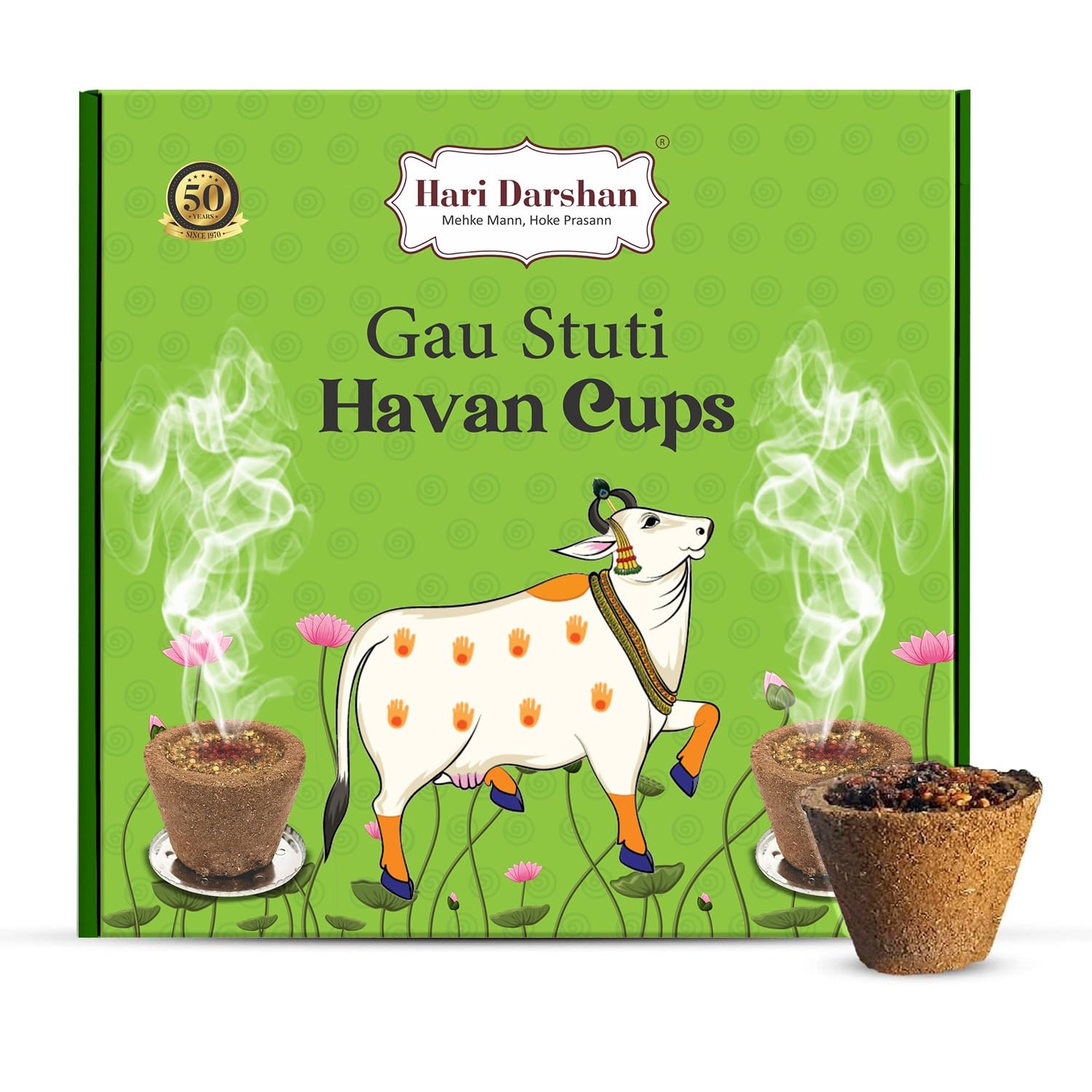Hari Darshan Gau Stuti Sambrani Cup β 36 Cups | Pure & Natural Sambrani Dhoop Cup for Pooja Havan | Guggal Loban Dhoop with Soothing Aroma for Rituals & Festivals Pack of 3 (12 Each + Burner Plate)